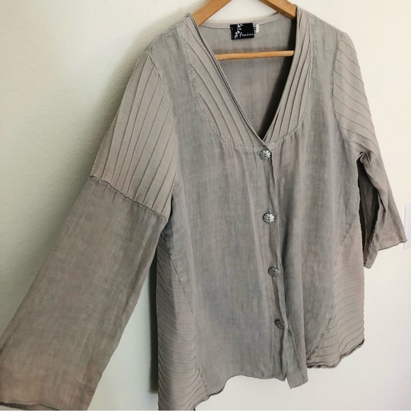 Fenini Linen and Ribbed Cotton Shirt/Jacket - Medium - Picture 3 of 16